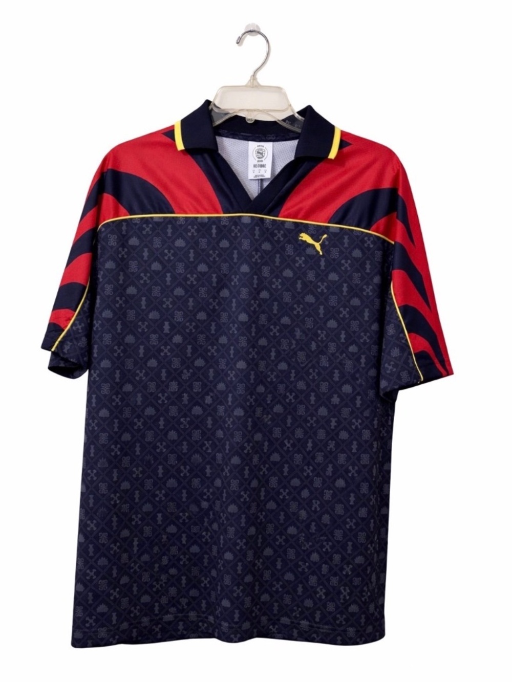 Puma RE:FIBRE Soccer Jersey Navy Red Yellow Athletic Shirt